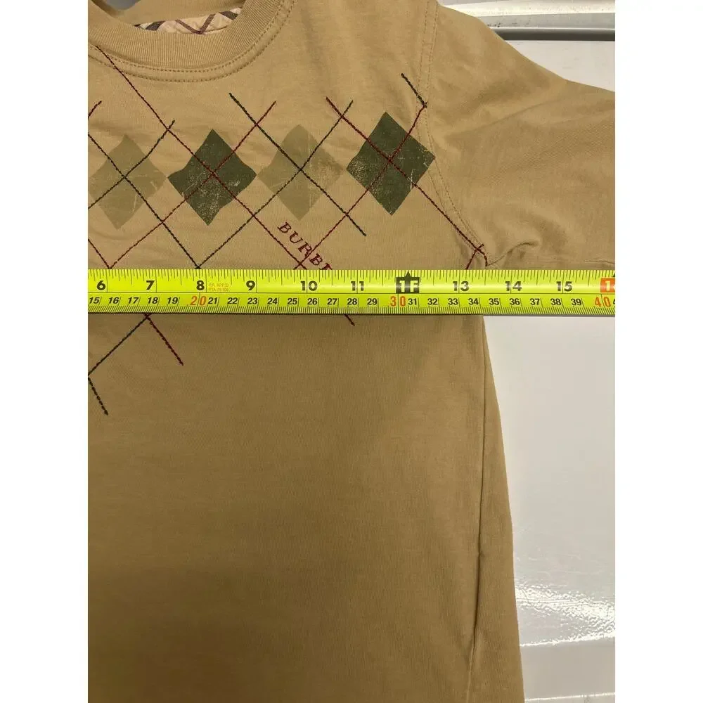 Burberry argyle stitch toddler size 4 long sleeve tan shirt 100% cotton